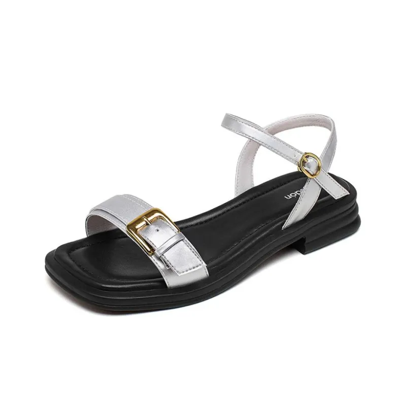 AGSDON Strap Sandals 3cm Women's Silver-1