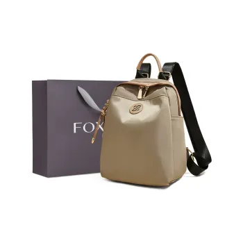 FOXER Fabric Backpack Medium Size Women's Khaki