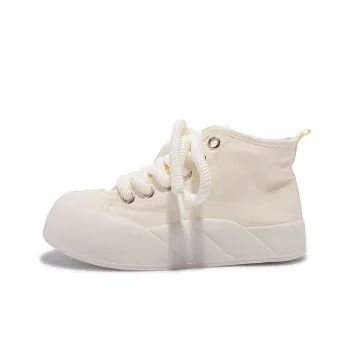 Miss Zhang Height Increasing Cushioning Mid Top Canvas Shoes Women's Beige