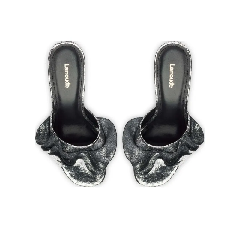 Larroude Slide Slippers 7.5cm Women's Silver-3