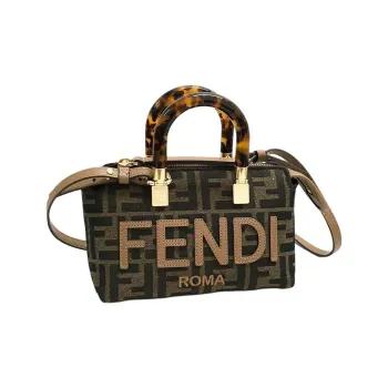 FENDI Cow Leather Boston Bag Handbag Shoulder Bag Crossbody Bag Mini Women's Brown