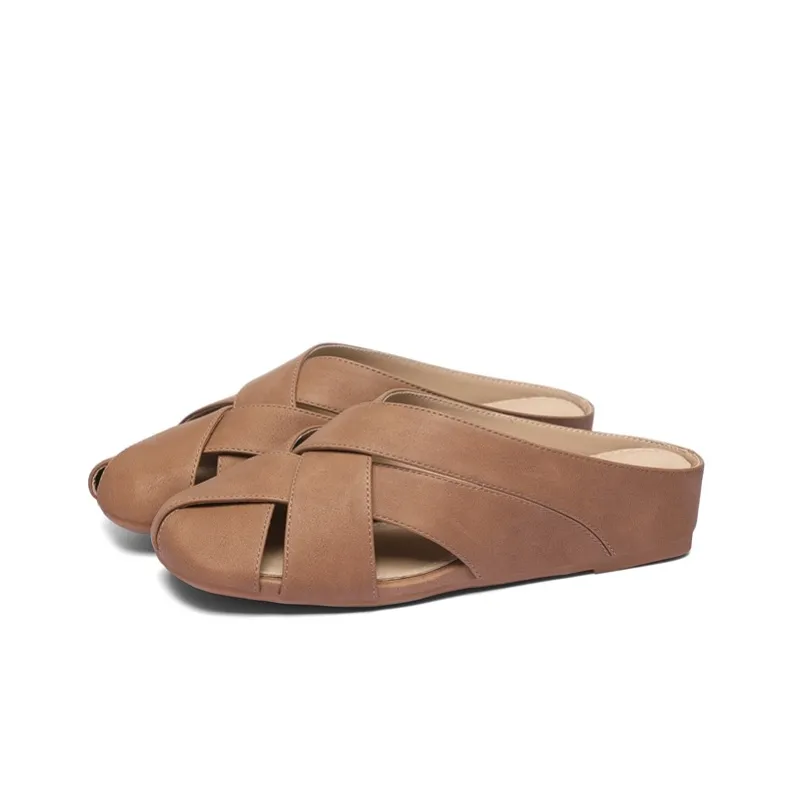 Golden Silk Rabbit Wrap toe Slippers Women's-10