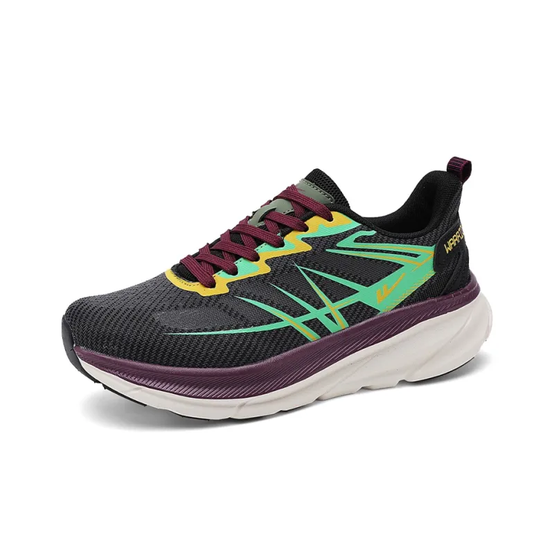 Warrior Breathable Lightweight Rebound Low Top Soft Cushion Midsole Casual Running Shoes Men's Black-4