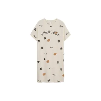 Sha Qian Nightgown Summer Women's Ivory White