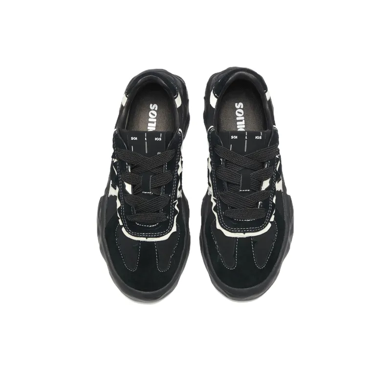Soilios Anti Slip Wear Resistant Low Top Skateboard Shoes Unisex Obsidian Black-2
