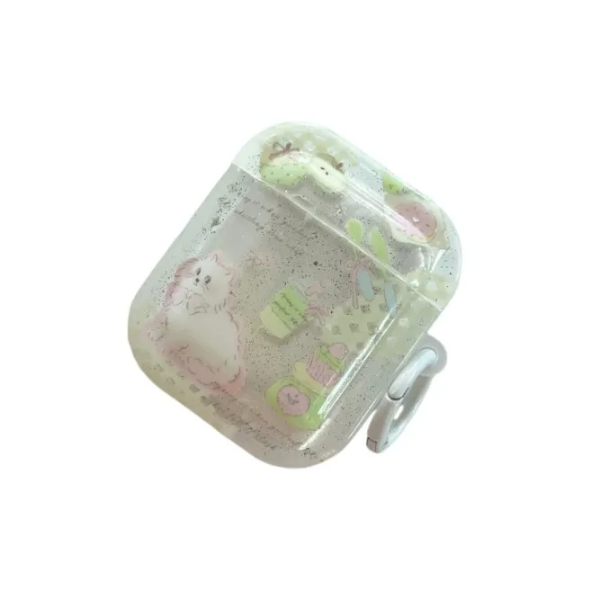 Icona Suitable For Apple Airpods 1st Generation/2nd Generation/3rd Generation TPU Green Kitten Headphone Cases-2