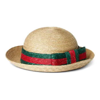GUCCI Straw Bucket Hats Kids' Khaki