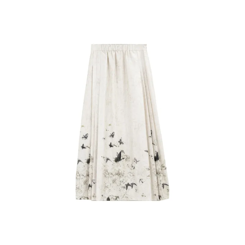 VIMLY Casual Long Skirts Women's Apricot-1