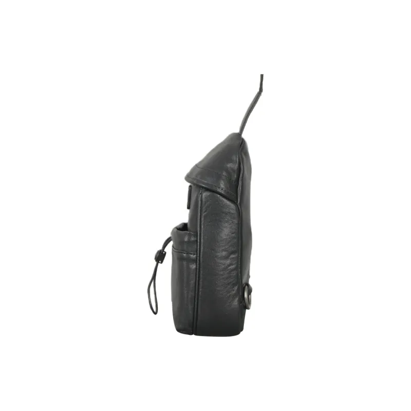DOSRFINI Vegetable Tanned Cow Leather Genuine Leather Sling Bag Men's Black-3