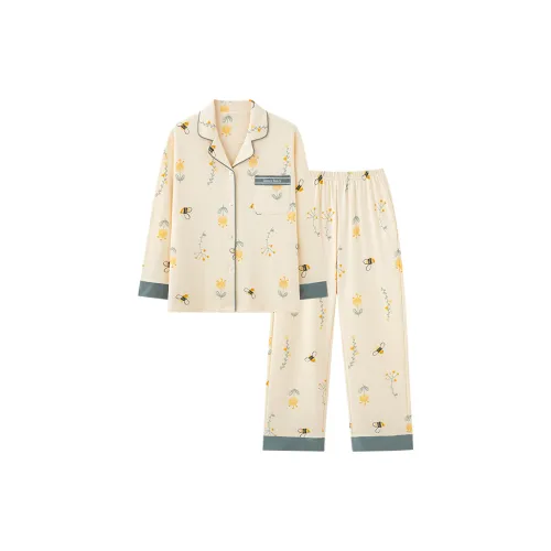 MIIOW Pajama Set Women's Milk White Jasper Floral