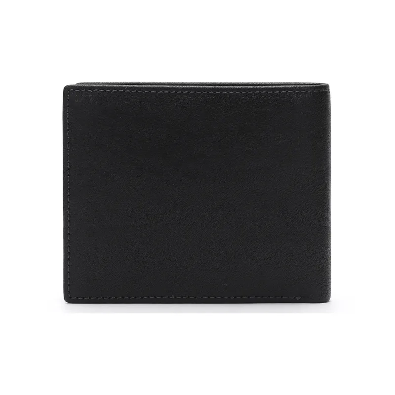 ELLE HOMME Top Grain Cow Leather Money Clip Ticket Clip Small Size Men's Black Coffee-3