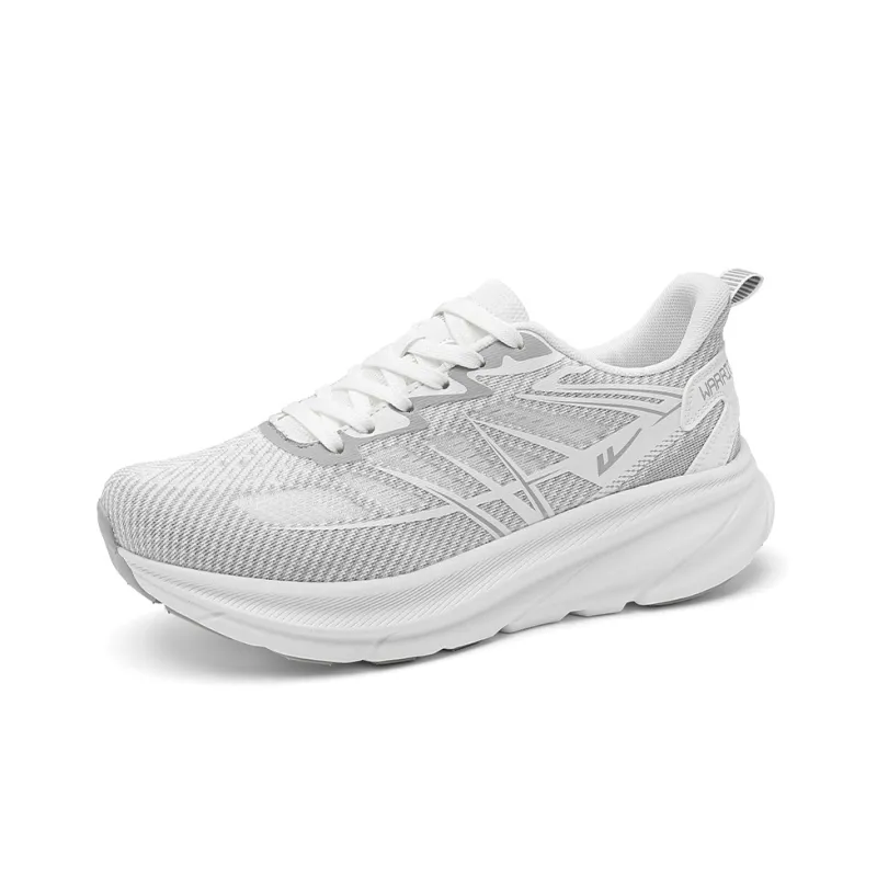 Warrior Cushioning Breathable Rebound Low Top EVA Midsole Rubber Outsole Casual Running Shoes Men's White-4