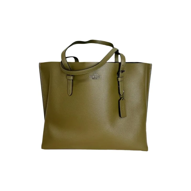 COACH Mollie Leather Tote Bag Shopping Bag Shoulder Bags Large Size Women's Olive Green-1