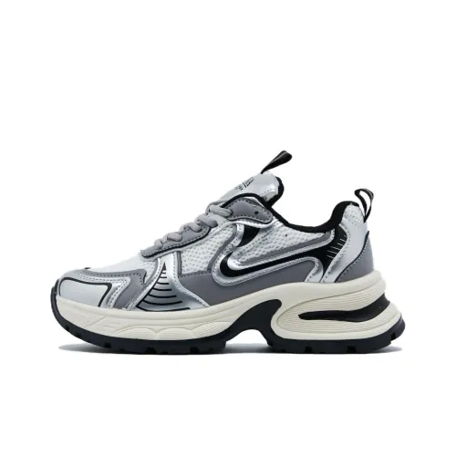 WESTLINK Chunky Sneakers Women's Low-Top Silver, Gunmetal