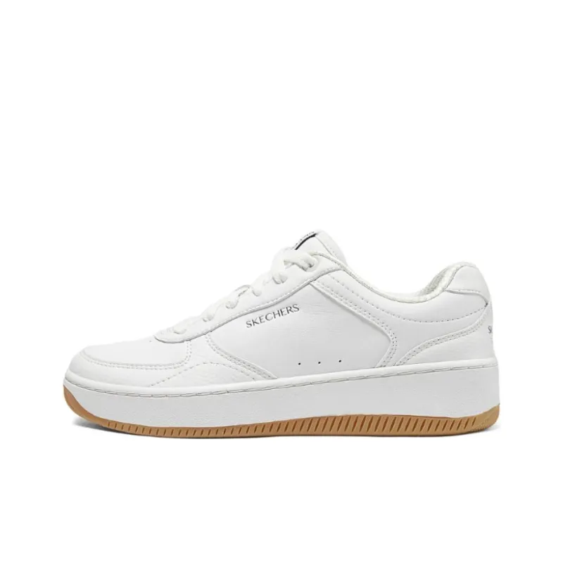 Skechers Court Classics Anti Slip Wear Resistant Low Top Skateboard Shoes Women's White Yellow-0