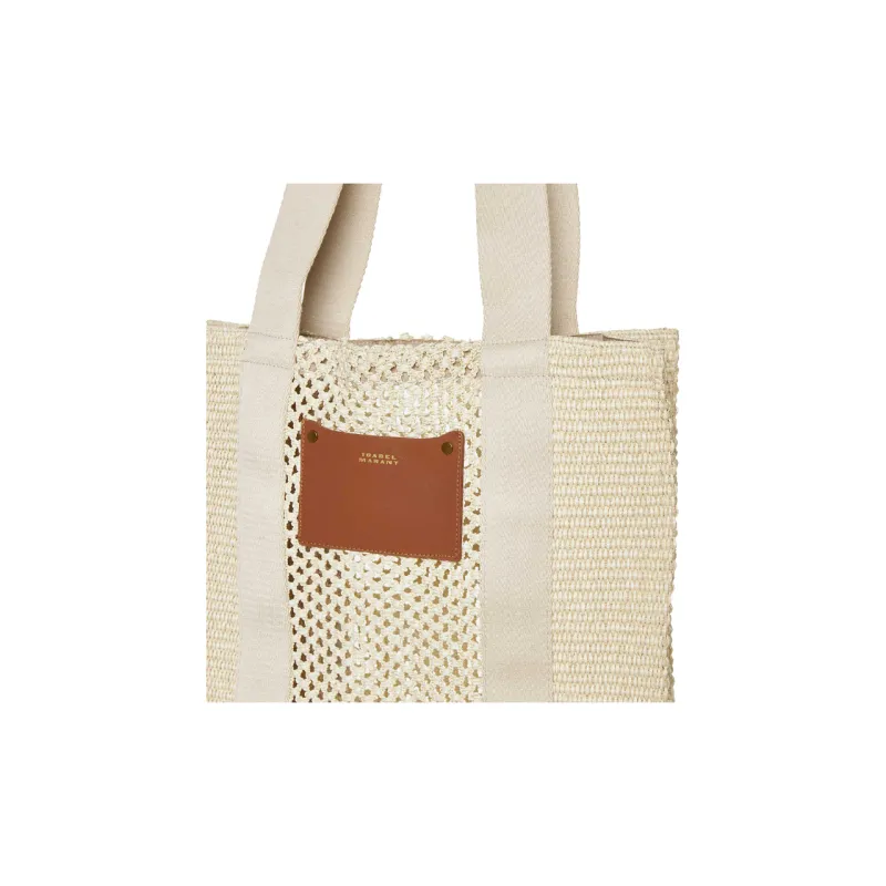 ISABEL MARANT Striped Woven Top Handle Bag-3
