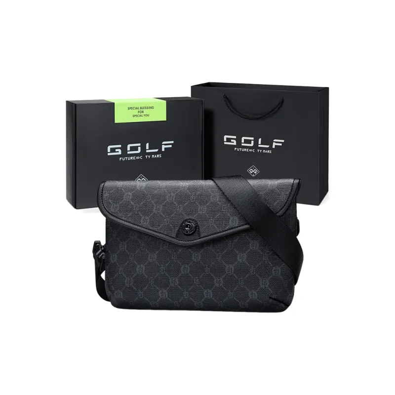 GOLF PVC Cell Phone Pouch Envelope Bag Crossbody Bag Shoulder Bag Small Size Men's Black-0