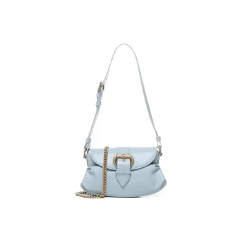 PINKO Cow Leather Crossbody Bag, Shoulder Bag Women's Blue