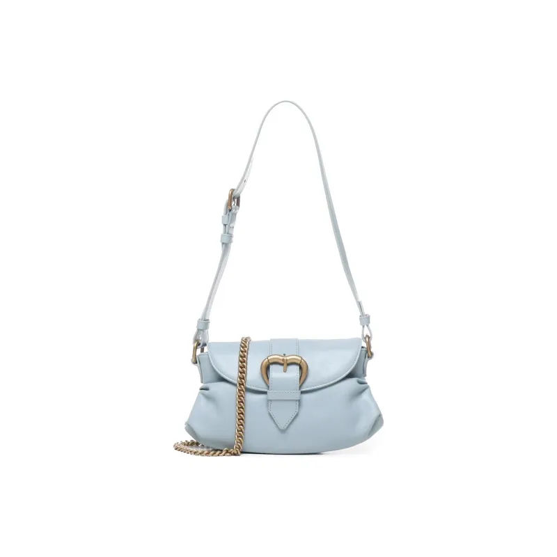 PINKO Cow Leather Crossbody Bag, Shoulder Bag Women's Blue-0