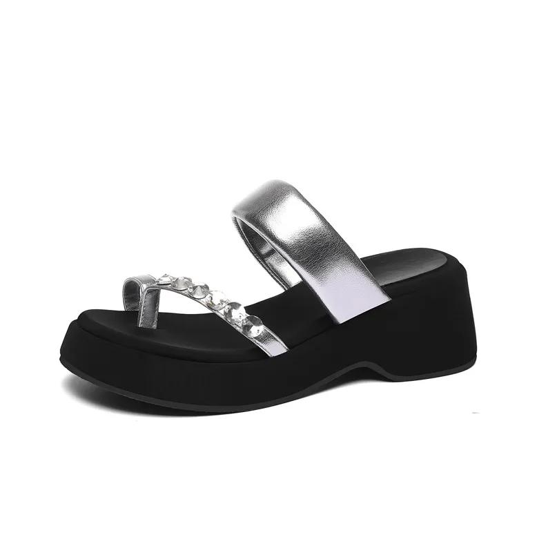 Golden Silk Rabbit Slide Slippers Women's-9
