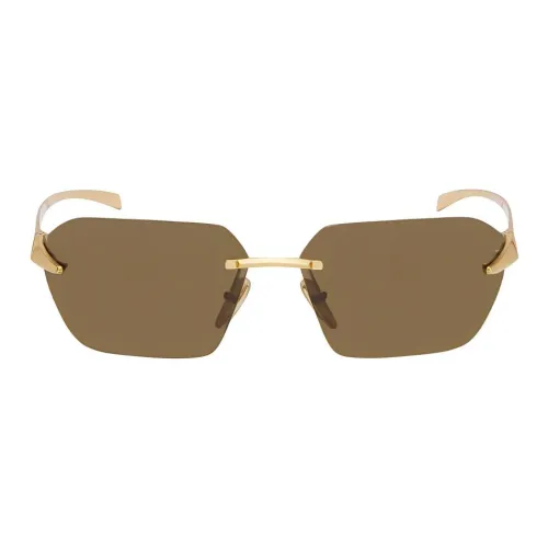 PRADA Metal Irregular Shape Sunglasses Women's Yellow