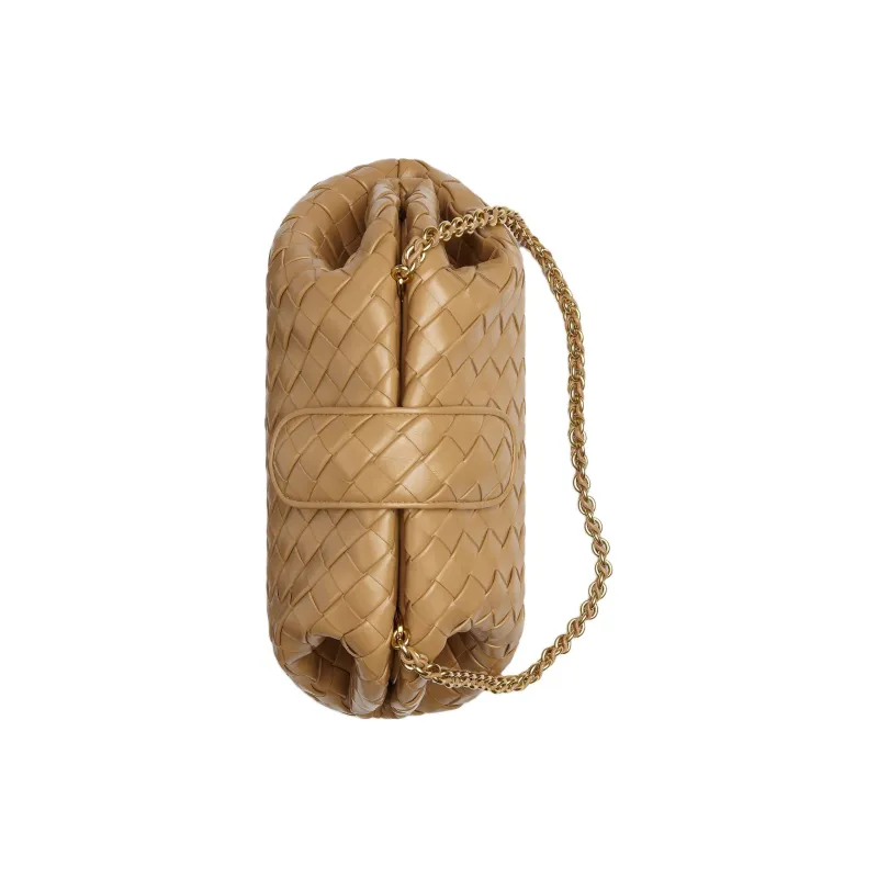 Bottega Veneta Sheepskin One Shoulder Clutch Women's Dark Nut Brown-3
