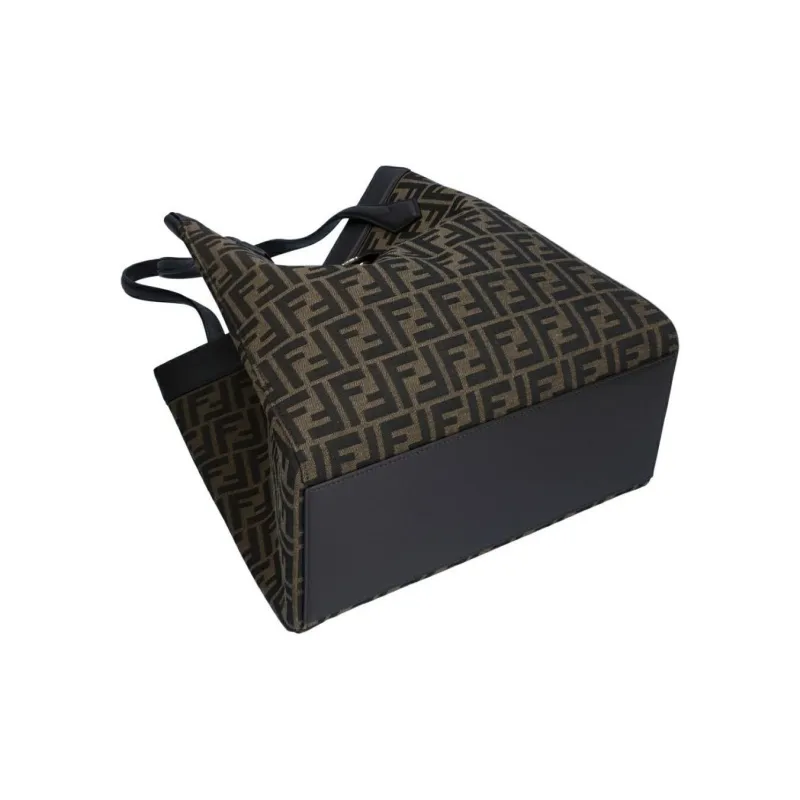 FENDI Polyester With Calfskin Paper Folding Bag, Bucket Bag, One Shoulder Handbag Large Size Women's Brown-3