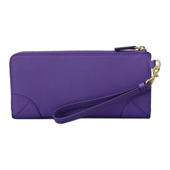 MCM Aren Calfskin Wallet Large Size Unisex Purple-1