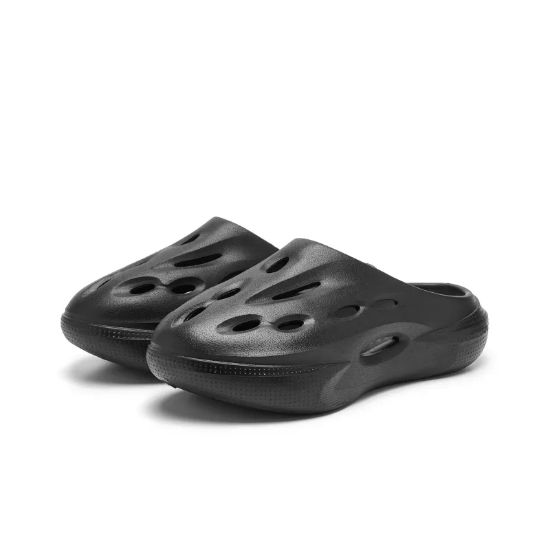 QIAODAN Poison Tooth Slippers Clogs Women's Black-4