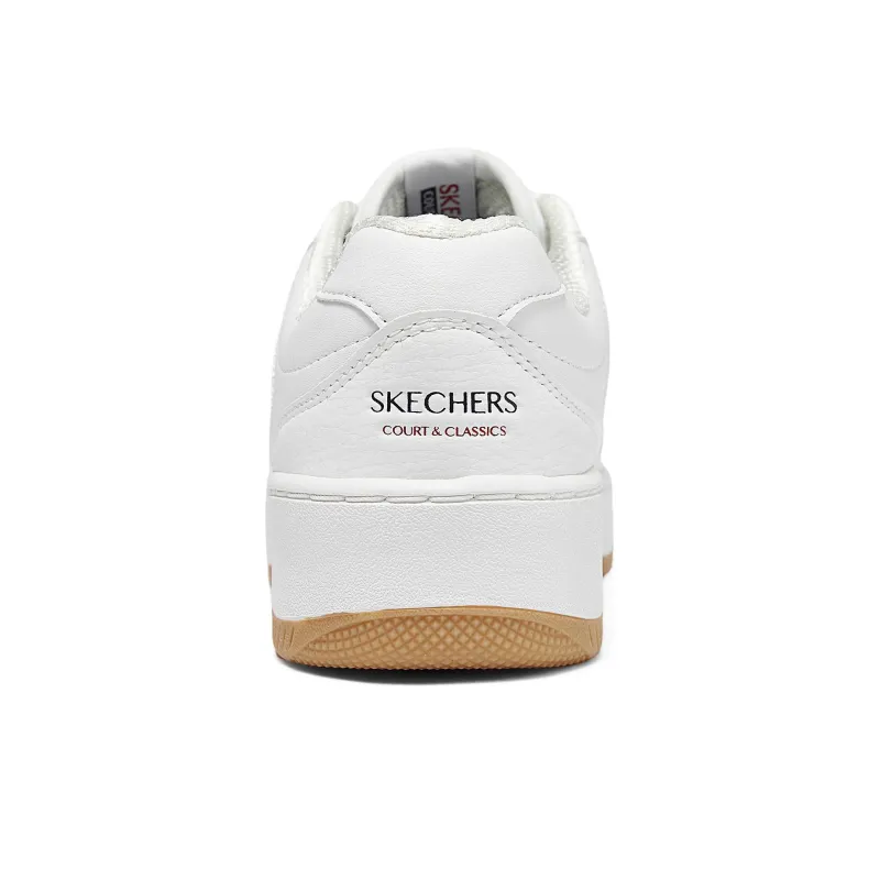 Skechers Court Classics Anti Slip Wear Resistant Low Top Skateboard Shoes Women's White Yellow-3