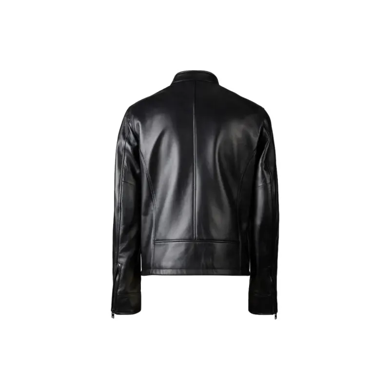 HOGAN Zip Up Leather Biker Jacket-1