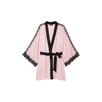 Victoria's Secret Colored And Comfortable Lace Satin Leopard Print / Pink Sleep Robe Women's Pink