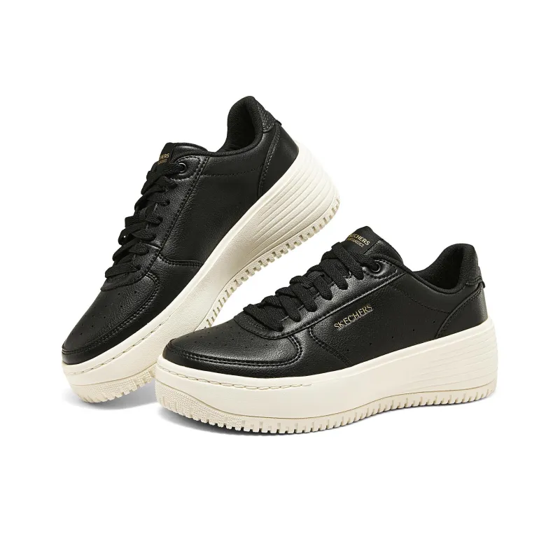 Skechers Court Classics Anti Slip Wear Resistant Low Top Skateboard Shoes Women's Black White-1