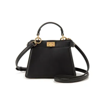 FENDI Peekaboo ISeeU Sheepskin Crossbody One Shoulder Handbag Extra Small Women's Black