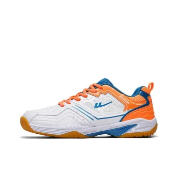Warrior Cushioning, Wear Resistant Low Top Badminton Shoes Unisex White Orange