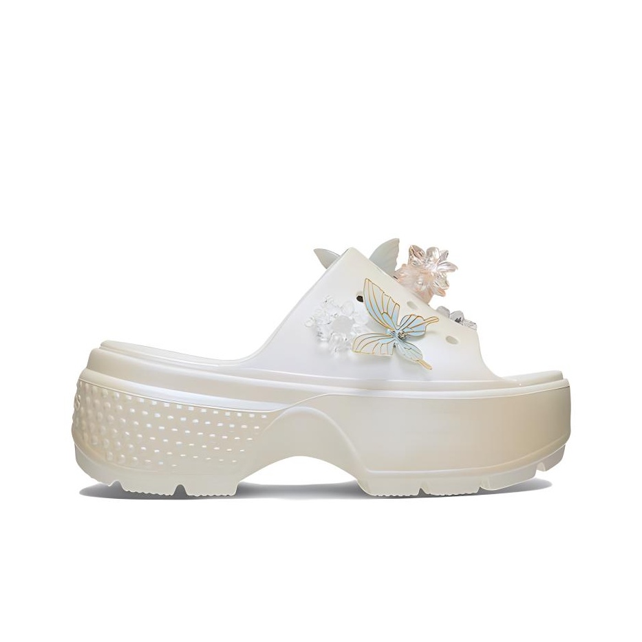 【関税込み】Crocs ホワイト Stomp スライド Crocs Stomp Slide Men's 7 Women's 9 Slides Sandals Chalk