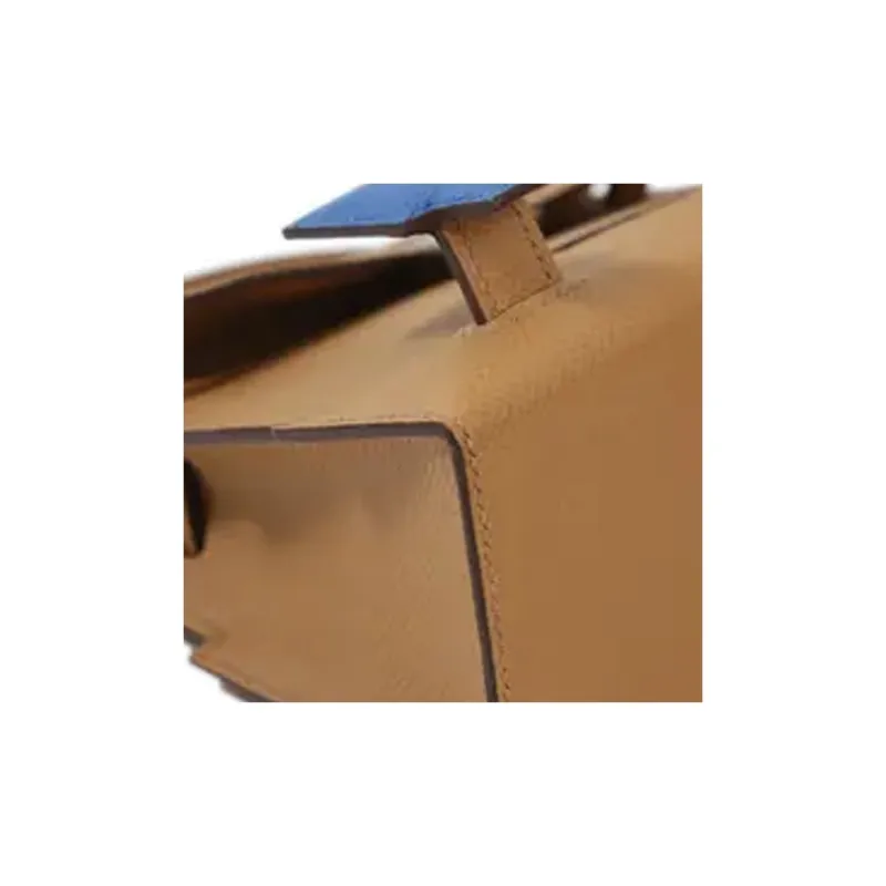 HERMES Kelly Doll Epsom Calfskin Shoulder Bag Crossbody Bag Handbag Women's Brown & Blue-7
