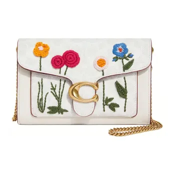 COACH Tabby Canvas With Calfskin One Shoulder Crossbody Clutch Small Size Women's Chalk Multicolor Monogram