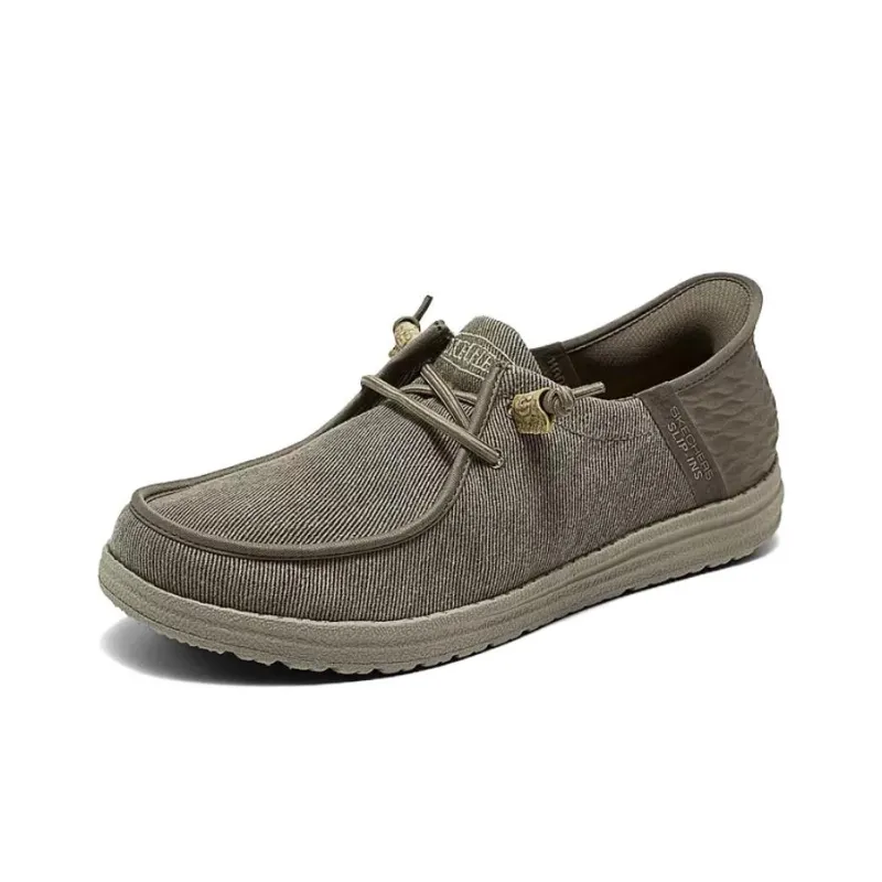 Skechers MENS USA Street Wear Non slip Lightweight Low Top Canvas Shoes Men's Khaki-2