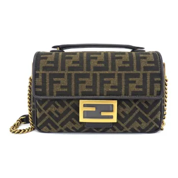 FENDI Baguette Calfskin Detail Baguette Bag, Portable Crossbody Bag, Shoulder Bag Medium Size Women's Brown