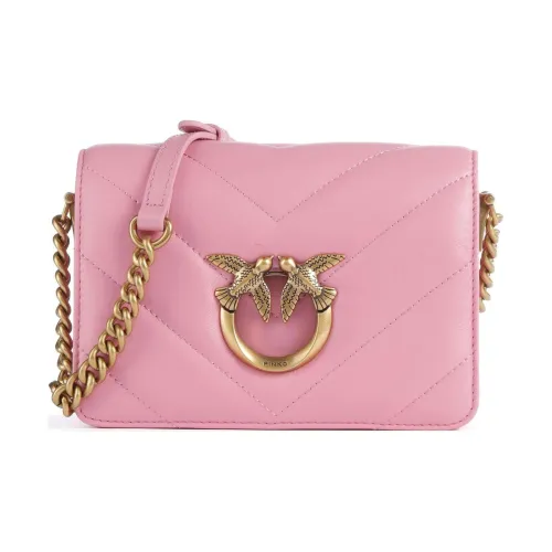 PINKO Click Series Sheepskin Crossbody Bag, Shoulder Bag Women's Rose