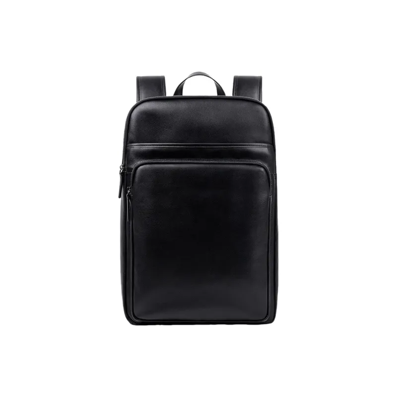 PULUWIRR Cow Leather Backpack Regular Unisex Black-0
