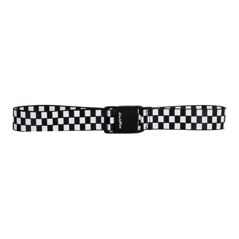 MUSTKOO Checkerboard Trendy Webbing Belt With Button Closure, Adjustable Leather Belts Unisex-2