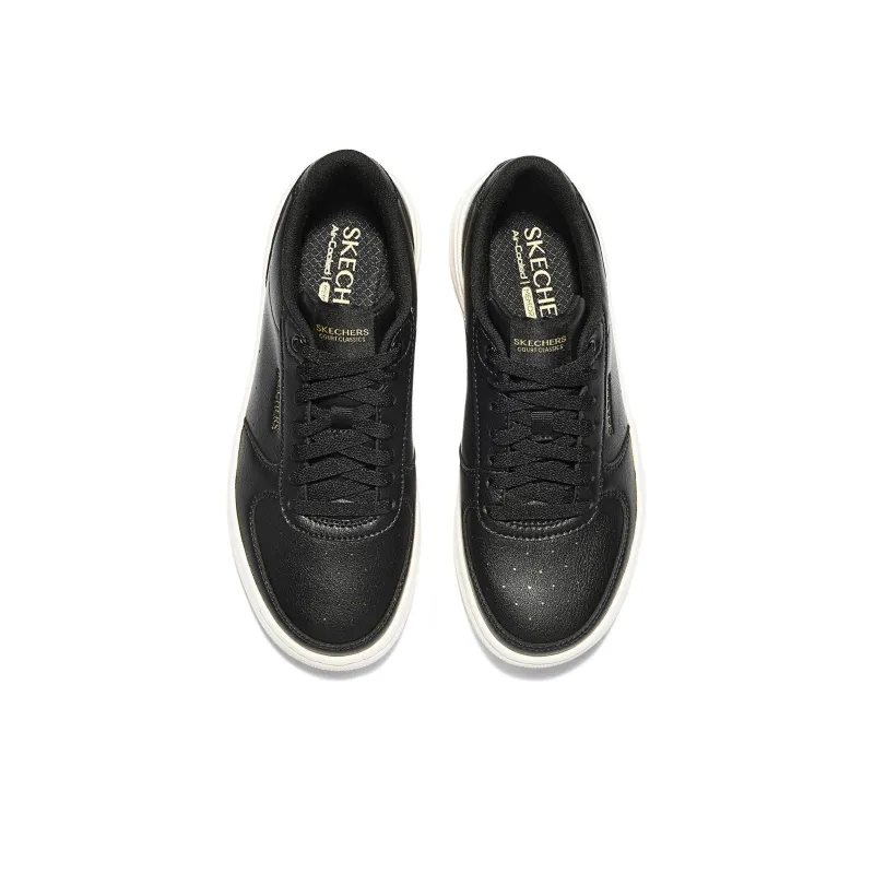 Skechers Court Classics Anti Slip Wear Resistant Low Top Skateboard Shoes Women's Black White-2