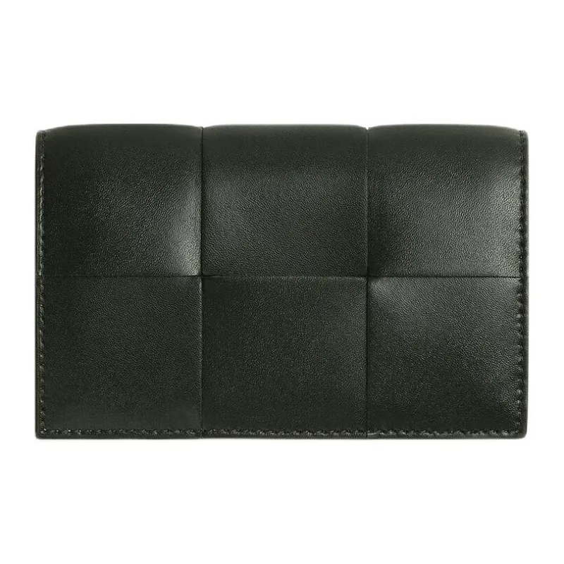 Bottega Veneta CASSETTE Cow Leather Card Holder Men's Dark Green & Agate Gray-0