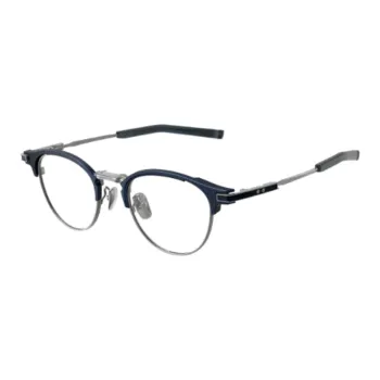Four Nines Pure Titanium Round Eyeglass Frames Unisex Blue Silver