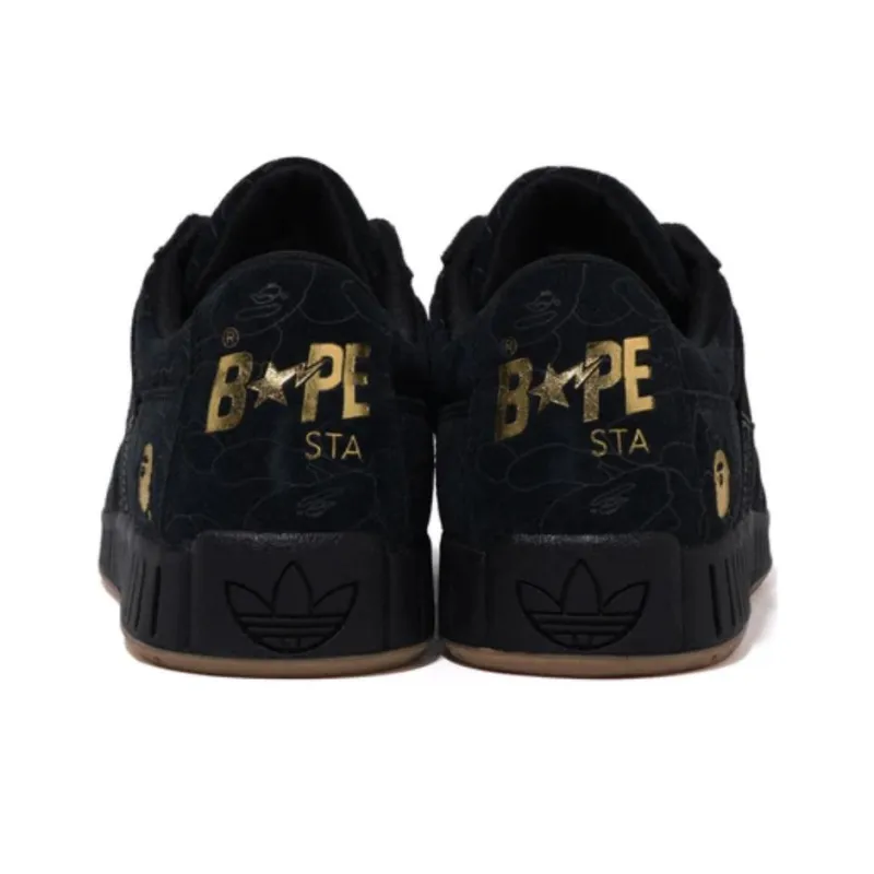 BAPE BLACK x Adidas Originals NRTN Anti Slip Wear Resistant Low Top Skateboard Shoes Men's Black-3