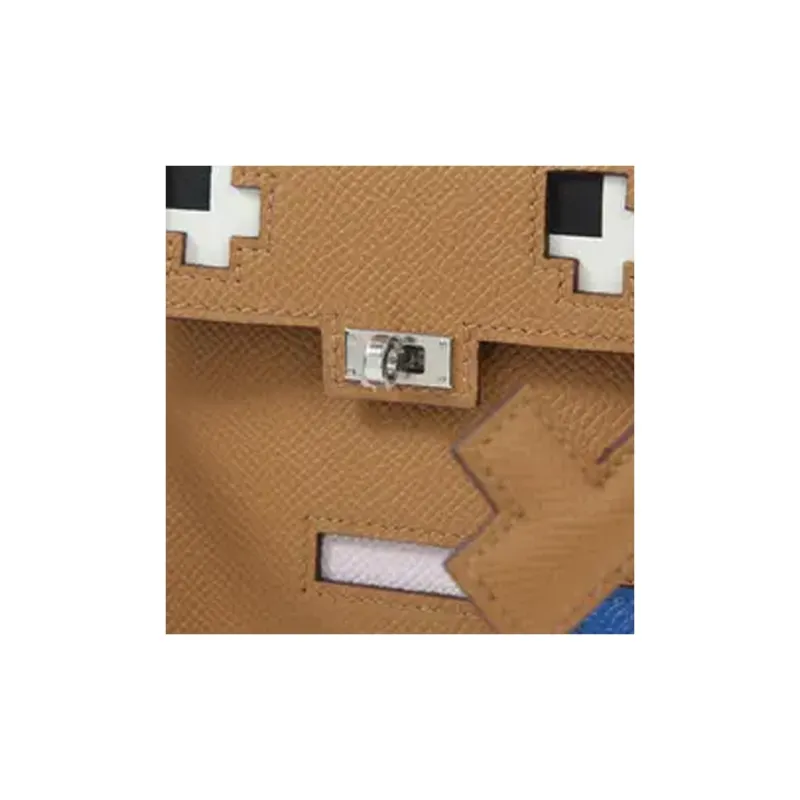HERMES Kelly Doll Epsom Calfskin Shoulder Bag Crossbody Bag Handbag Women's Brown & Blue-11