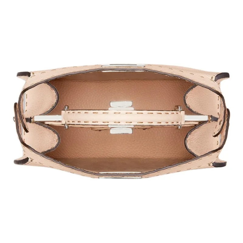 FENDI Peekaboo ISeeU Leather Shoulder Bag Crossbody Bag Handbag Small Size Women's Pink-3