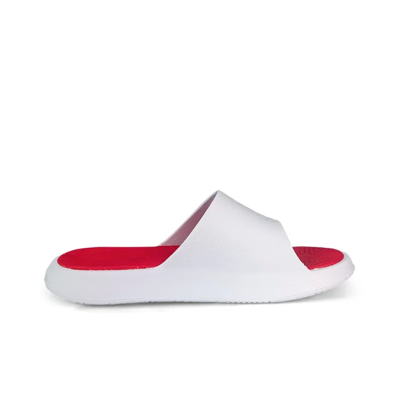 PEAK Slide Slippers Women's All White Red-1